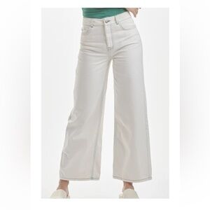 SOLD IN LIVE SHOW NWT Sundown By Splendid Green Contrast Stitching Beige Jeans